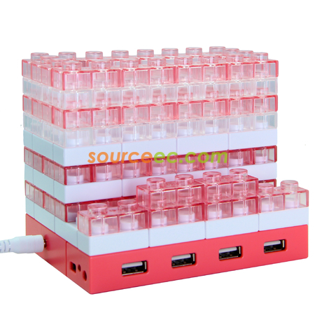 Customization Gattola 5-In-1 Large Brick Pen Holder/USB Hub, Lighting Effect Corporate Gifts