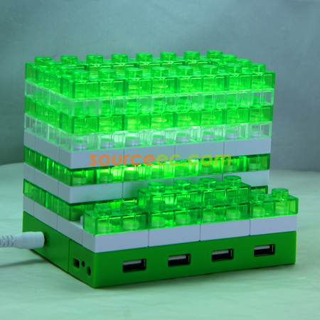 Customization Gattola 5-In-1 Large Brick Pen Holder/USB Hub, Lighting Effect Corporate Gifts