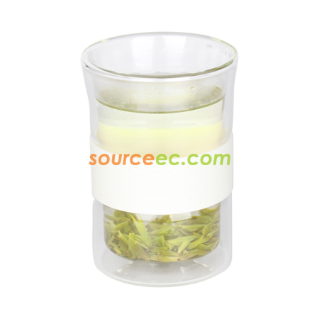 Customization 260ML Silicone Double Wall Glass Cup Corporate Gifts
