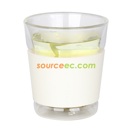 Customization 260ML Double Silicone Glass Cup Corporate Gifts