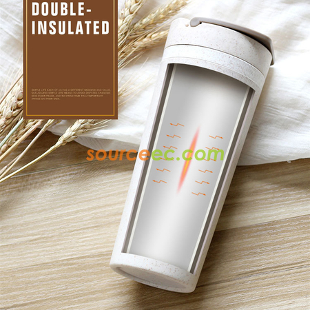 Customization 450ML Wheat Straw Double Insulated Cup Corporate Gifts