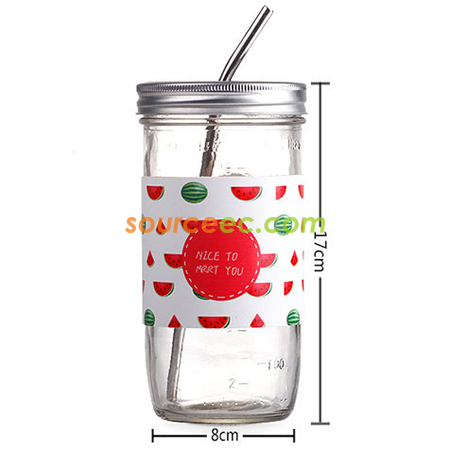 Customization 650ML Glass Mug with Straw and Sleeve Corporate Gifts
