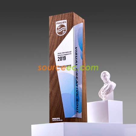 Customization Creative Wooden Trophy with Metal Plate Corporate Gifts