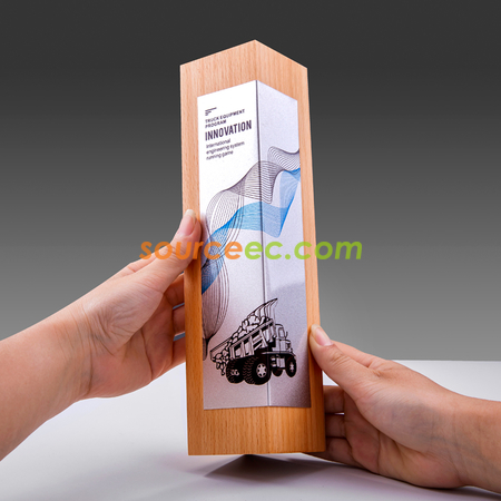 Customization Creative Wooden Trophy with Metal Plate Corporate Gifts
