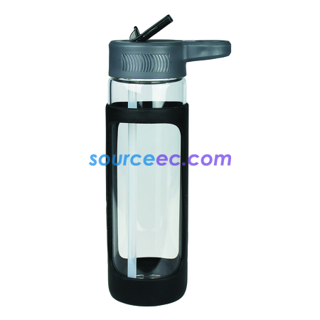 Customization Sleeve Glass Drink Bottle with Sipper Corporate Gifts