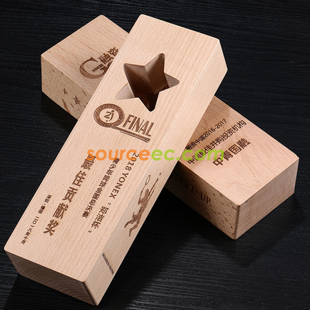 Customization Wooden Trophy with Hollow Stars Corporate Gifts