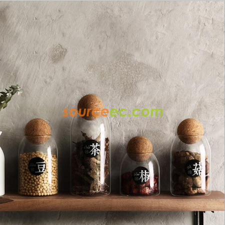 Glass Sealed Jar With Cork Stopper