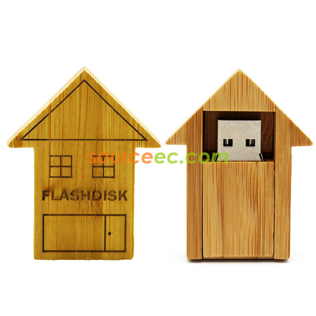 Customization House-shape Wooden USB Flash Drive Corporate Gifts