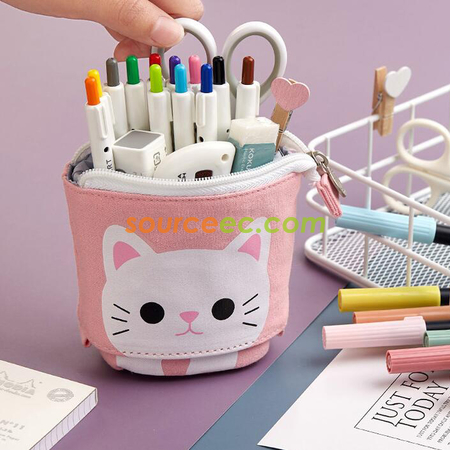 Customization Pull Down Retractable Canvas Pencil Case Corporate Gifts