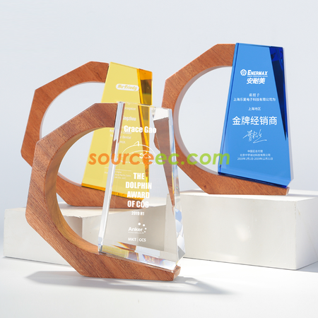 Customization Solid Wood Crystal Trophy Corporate Gifts