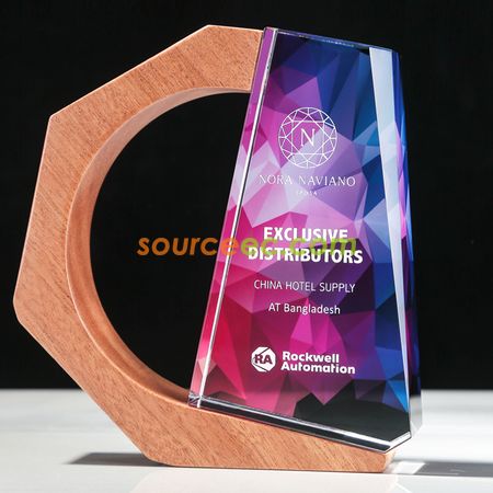 Customization Solid Wood Crystal Trophy Corporate Gifts