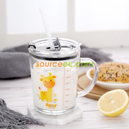 Customization Cartoon Milk Cup With Straw Handle Scale Corporate Gifts