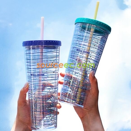 Customization 720ML Plastic Straw Cup Corporate Gifts