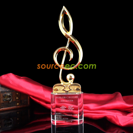 Customization Musical Note Singing Musical Crystal Trophy Corporate Gifts