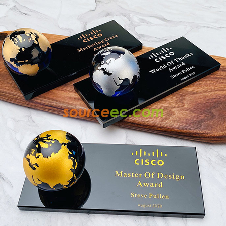Customization Creative Earth Crystal Trophy Corporate Gifts