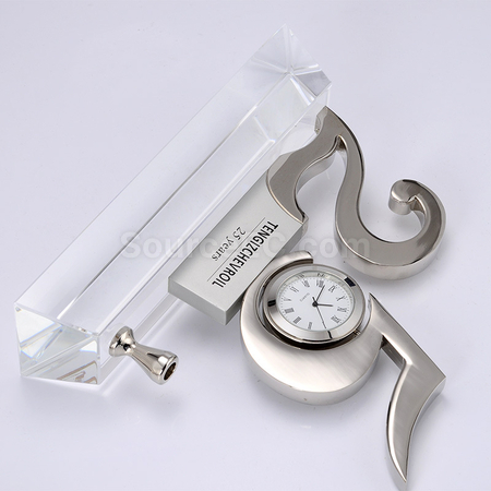 Customization 25th Anniversary Crystal with Clock Corporate Gifts