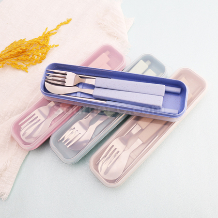 Customization Wheat Straw Stainless Steel Tableware Corporate Gifts