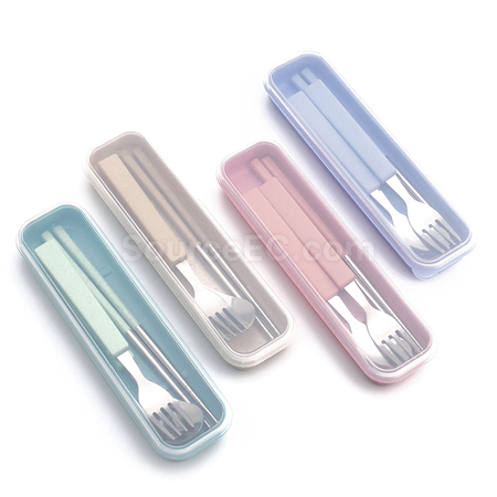 Customization Wheat Straw Stainless Steel Tableware Corporate Gifts