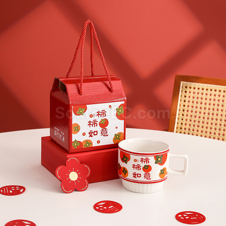 Customization Persimmon Towel and Coffee Cup Set Corporate Gifts