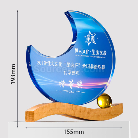 Customization Moon Wooden Crystal Medal Corporate Gifts
