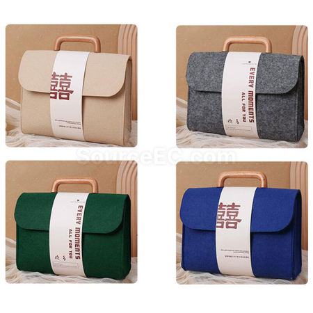 Customization Felt Tote Bag with Wooden Handle Corporate Gifts