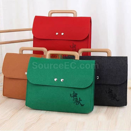 Customization Felt Tote Bag with Wooden Handle Corporate Gifts