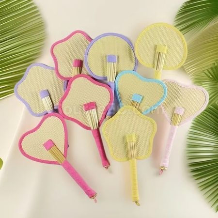 Customization Eco-friendly Woven Bulrush Fan Corporate Gifts