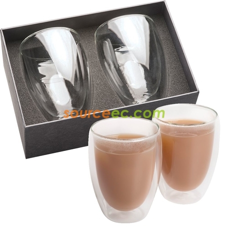 Customization 350ML Double Glass Cup Corporate Gifts