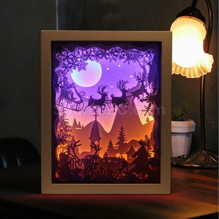Customization Light And Shadow Creative Wooden Photo Frame Paper Carving Lamp Corporate Gifts