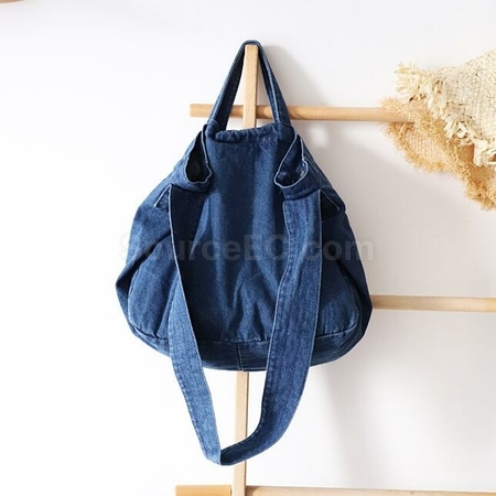 Customization Solid Color Literary One-Shoulder Denim Messenger Bag Corporate Gifts