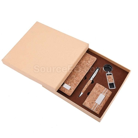 Customization Key Chain + Card Holder + Notebook + Pen Business Gift Set Corporate Gifts