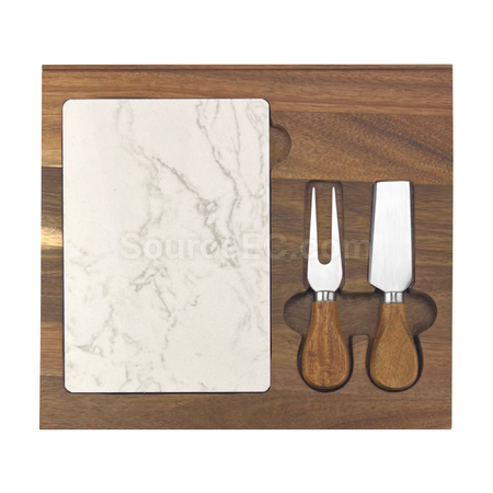 Customization Fuzo Marble Cheeseboard with Knife Set Corporate Gifts