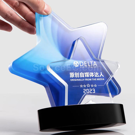 Customization Color Printed Star Crystal Trophy Corporate Gifts