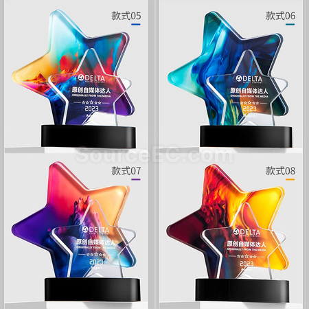 Customization Color Printed Star Crystal Trophy Corporate Gifts