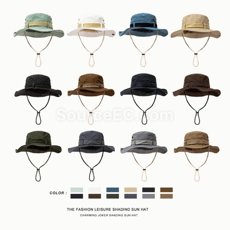 Customization Large Brim Sunscreen Sunshade Outdoor Drawstring Fisherman Hat Corporate Gifts