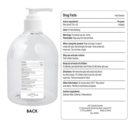 Customization 500ml Hand Sanitiser Gel - 75% Alcohol Corporate Gifts