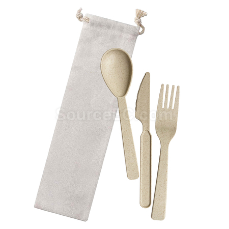 Customization Wheat Straw Utensils In Bag Corporate Gifts