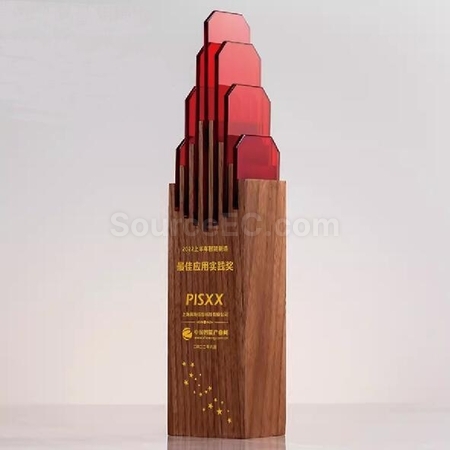 Customization Genting Top Solid Wood Crystal Trophy Corporate Gifts