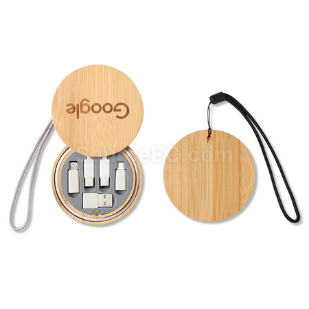 Customization 6-in-1 Cable Set with Bamboo Box Corporate Gifts