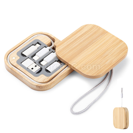 Customization 6-in-1 Cable Set with Bamboo Box Corporate Gifts