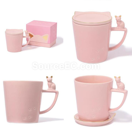 Customization Kitty Mug with Lid Corporate Gifts