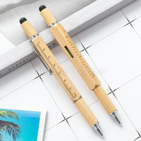 Customization 6-In-1 Bamboo Tool Pen Corporate Gifts