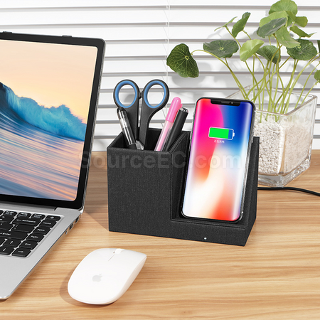 Customization Leather Wireless Charger With Pen Holder Corporate Gifts
