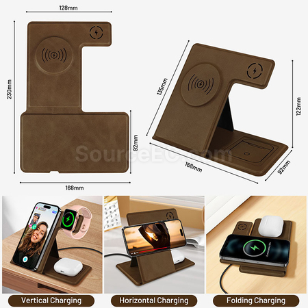 Customization Folding Wireless Charging Leather Phone Holder Corporate Gifts