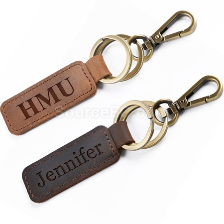 Customization PU Double Ring Key Chain Corporate Gifts