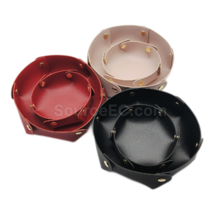 Customization Circular PU leather storage box Corporate Gifts