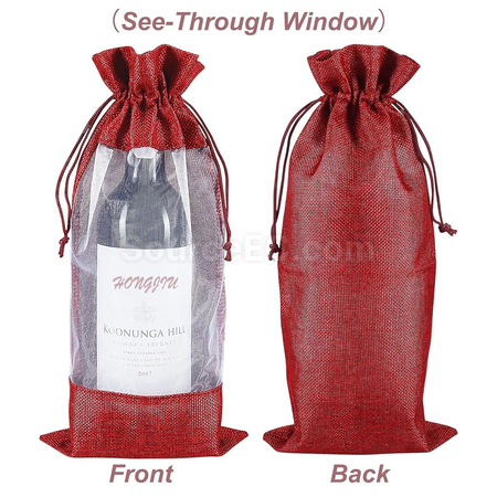 Customization Window Linen Wine Bag Corporate Gifts
