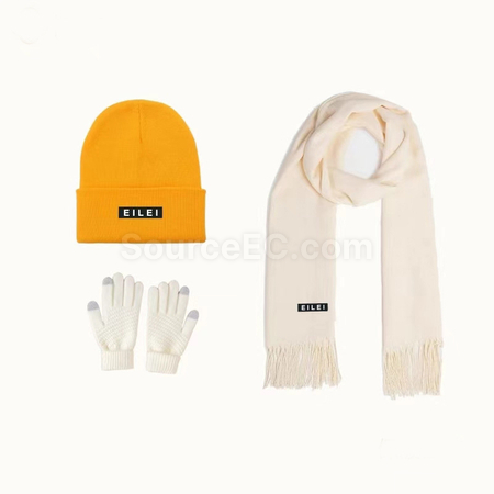 Customization Winter Scarf Hat Gloves Set Corporate Gifts