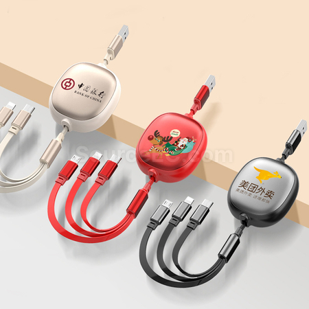Customization 3 in 1 Retractable Quick Charge Data Line Corporate Gifts