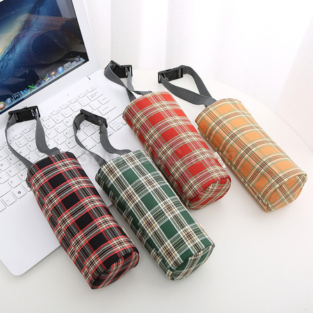 Customization Checkered Canvas Water Cup Bag Corporate Gifts